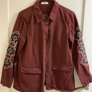 30% Off Vintage Maroon Jacket with Custom Stitching
